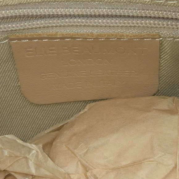 Elie Beaumont London Crossbody Handbag Purse Light Blue Pebbled Leather Metallic - Picture 7 of 10